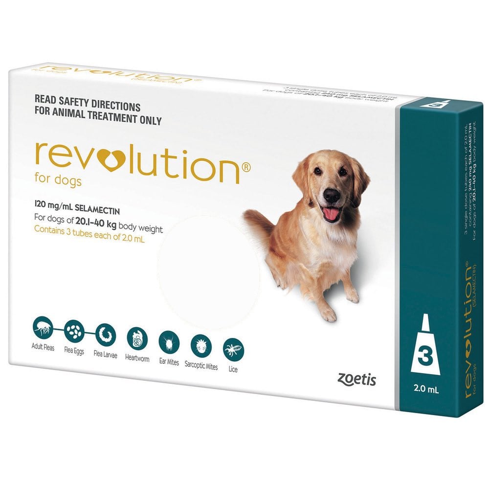 20% Off Revolution for Dogs 40.1-85 lbs (20.1-40 kg) - Teal 3 Doses Now Only $ 60.16
