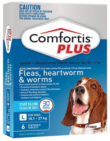 20% Off Comfortis PLUS Tablets for Dogs 40.1-60 lbs (18-27 kg) - Blue 6 Tablets Now Only $ 91.99