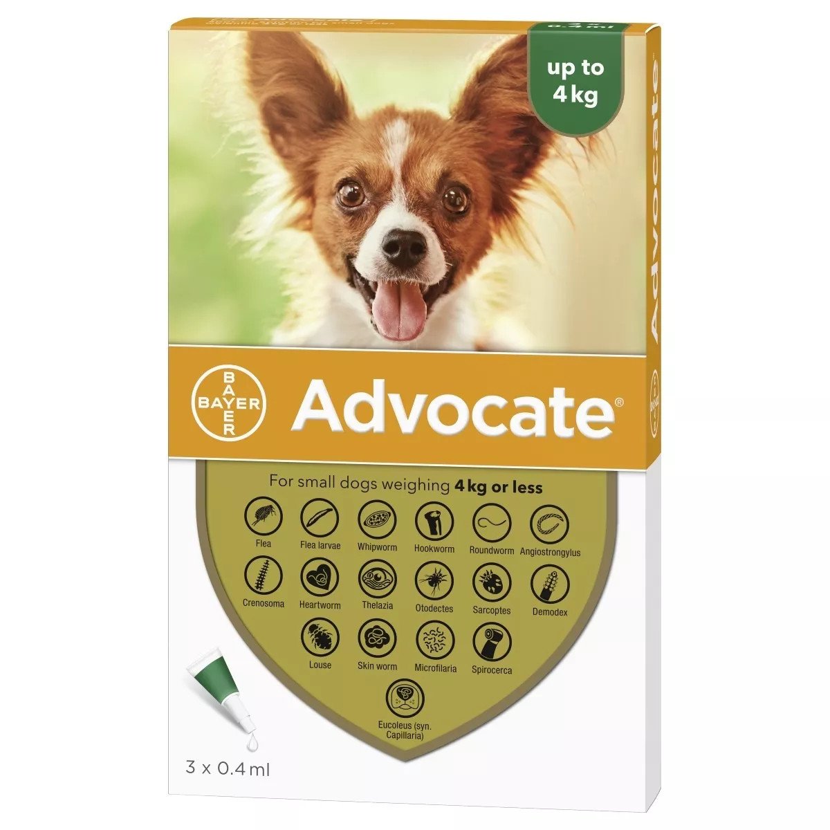 20% Off Advocate for Dogs under 9 lbs (under 4 kg) - Green 3 Doses Now Only $ 31.2