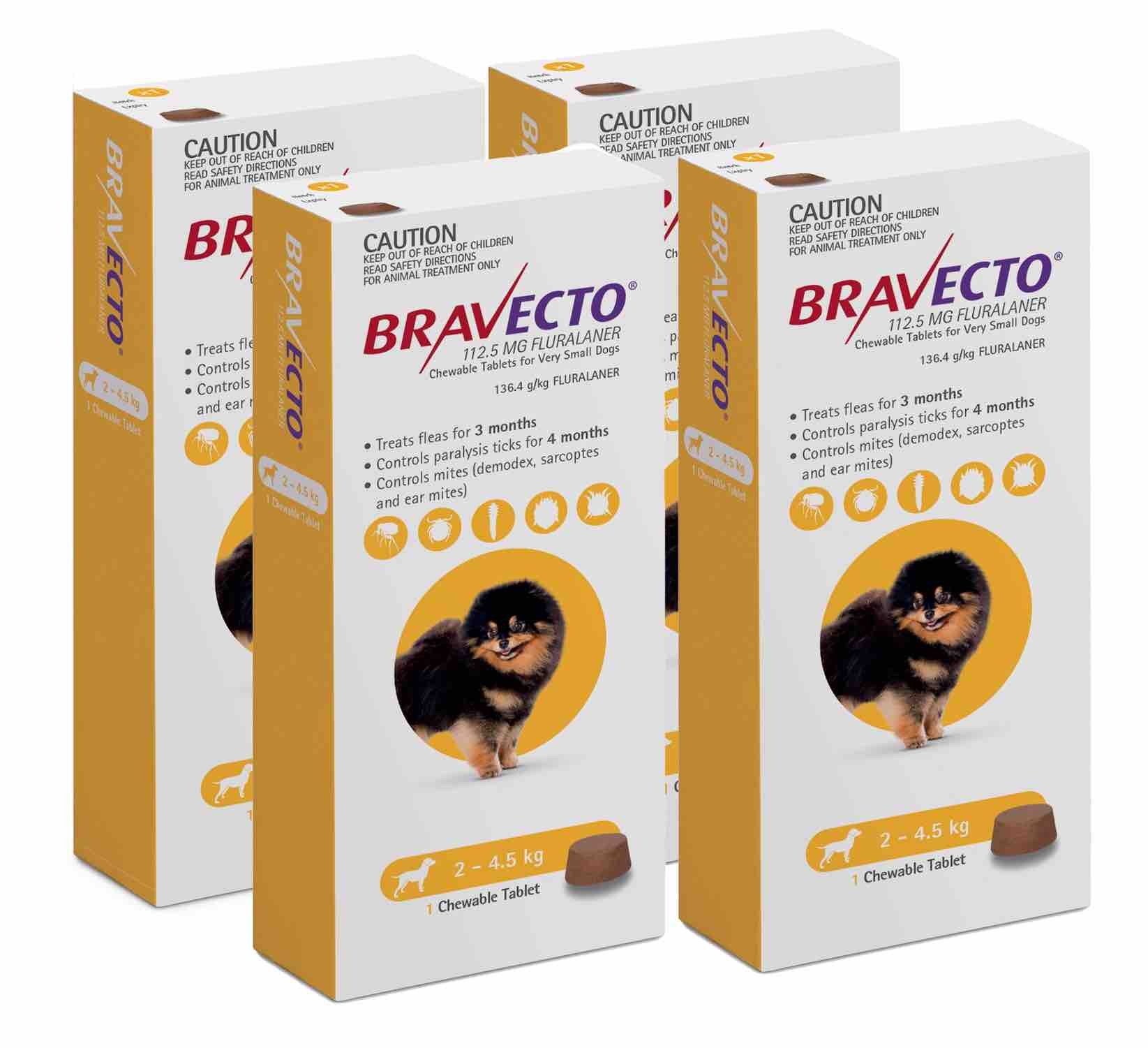 20% Off Bravecto Flea and Tick Chew for Dogs 4.4-9.9 lbs (2-4.5 kg) - Yellow 4 Chews Now Only $ 121