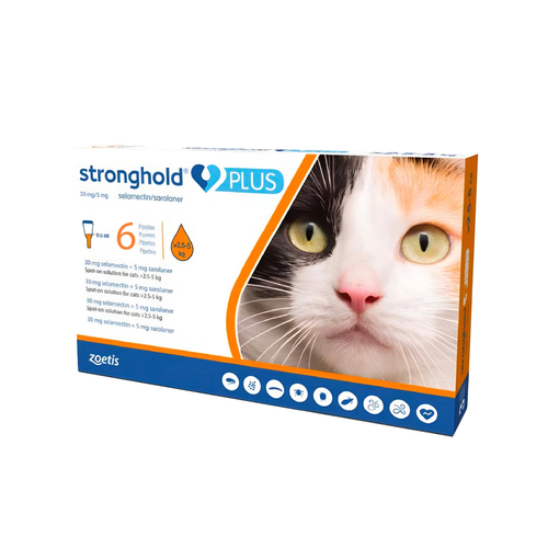 Stronghold PLUS for Medium Cats 5.5-11 lbs (2.5-5 kg) - Orange 6 Doses