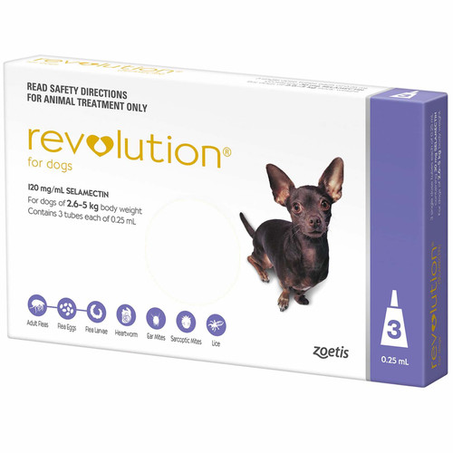 20% Off Revolution for Dogs 5.1-10 lbs (2.6-5 kg) - Purple 3 Doses Now Only $ 48.32