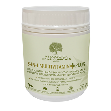 Vetalogica Hemp Clinicals 5-IN-1 Multivitamin Plus Supplements for Dogs 300g (10.58 oz)