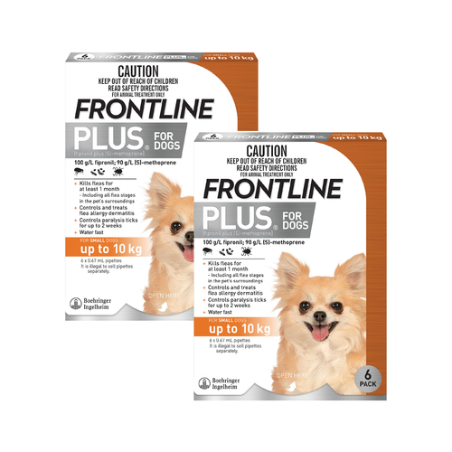 Frontline Plus for Dogs up to 22 lbs (up to 10 kg) - Orange 12 Doses