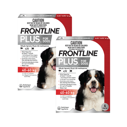 Frontline Plus for Dogs 89-132 lbs (40.1-60 kg) - Red 12 Doses