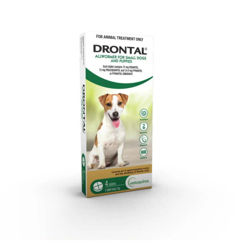 Drontal Allwormer Tablets for Small Dogs and Puppies up to 6.5 lbs (up to 3 kg) - 4 Tablets