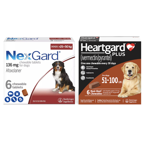 NexGard and Heartgard Combo for Dogs 60.1-100 lbs (25.1-45 kg) - 6 Month Bundle