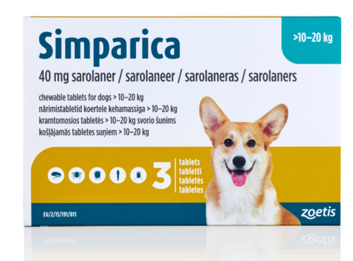 Simparica Chews for Dogs 22-44 lbs (10.1-20 kg) - Blue 3 Chews