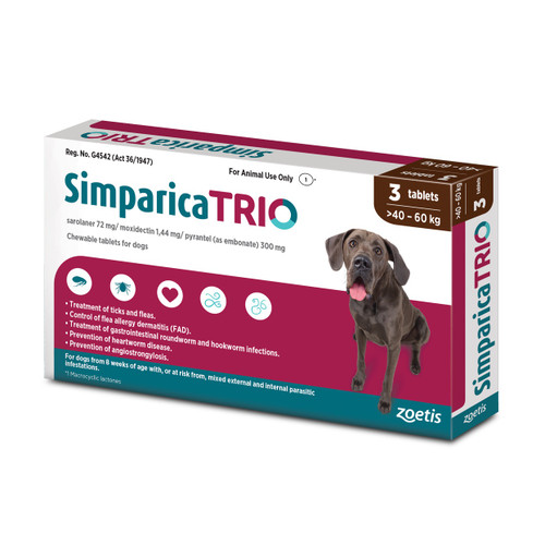 Simparica TRIO Chews for Dogs 88-132 lbs (40.1-60 kg) - Red 3 Chews