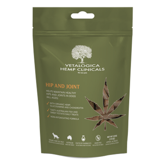 Vetalogica Hemp Clinicals Hip & Joint Treats para perros 225g (7.93 oz)