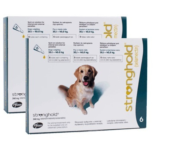 20% Off Stronghold for Dogs 40.1-85 lbs (20.1-40 kg) - Teal 12 Doses Now Only $ 118.48