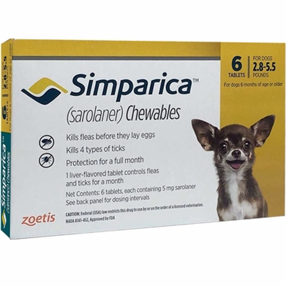 20% Rabatt auf Simparica Kauartikel für Hunde 2.8-5.5 lbs (1.3-2.5 kg) - Gelb 6 Kauartikel jetzt nur $ 47.19