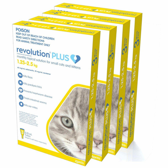 20% הנחה על Revolution PLUS לחתולים קטנים וגורי חתולים 1.25-2.5 ק"ג (2.8-5.5 ליברות) - זהב 12 מנות עכשיו רק $ 127.99