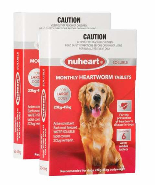20% di sconto sulle compresse solubili Nuheart Monthly Heartworm per cani 50.1-100 lbs (23-45 kg) - Rosso 12 compresse ora solo $ 38,39
