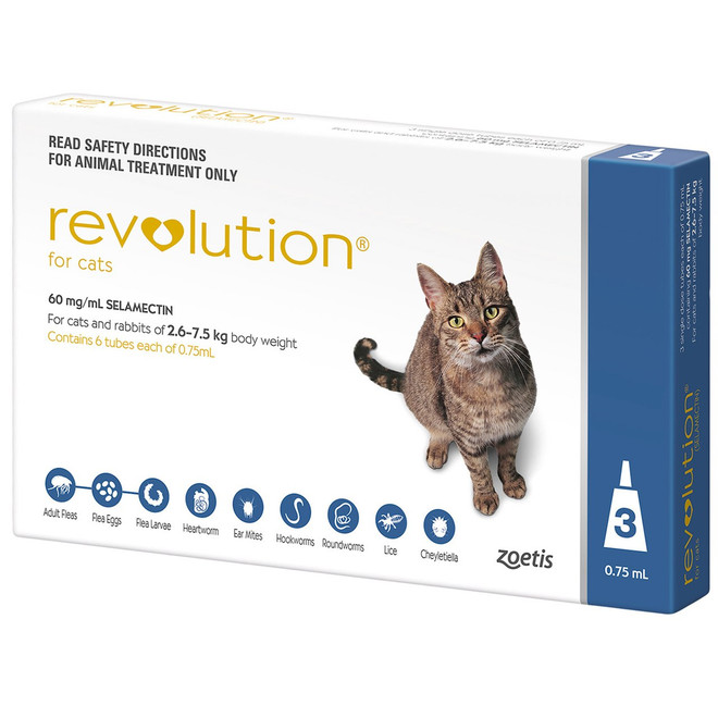 20% Off Revolution for Cats 5.1-15 lbs (2.6-7.5 kg) - Blue 3 Doses Now Only $ 38.39