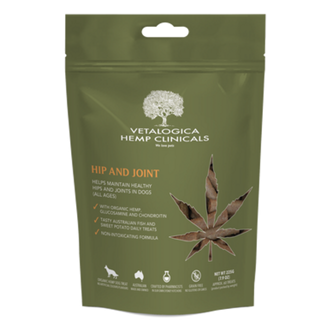 Vetalogica Hemp Clinicals Hip & Joint Treats para perros 225g (7.93 oz)