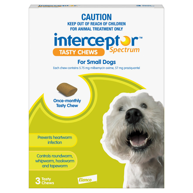 20% Off Interceptor Spectrum Chews for Dogs 8.1-25 lbs (4-11 kg) - Green 3 Chews Now Only $ 31.19