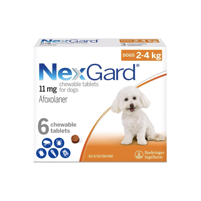 Nexgard Kauartikel für Hunde 4-10 lbs (2-4 kg) - Orange 6 Kauartikel
