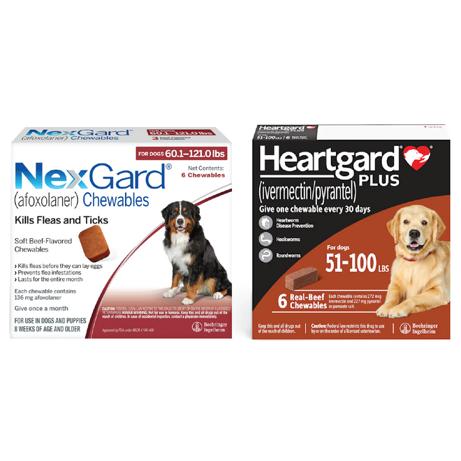 20% Off NexGard and Heartgard Combo for Dogs 60.1-100 lbs (25.1-45 kg) - 6 Month Bundle Now Only $ 100.12