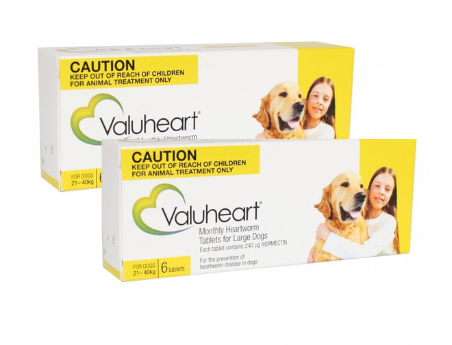 20% korting op Valuheart Maandelijkse Hartworm Tabletten voor Grote Honden 21-40 kg - Geel 12 Tabletten Nu Slechts $ 30,39