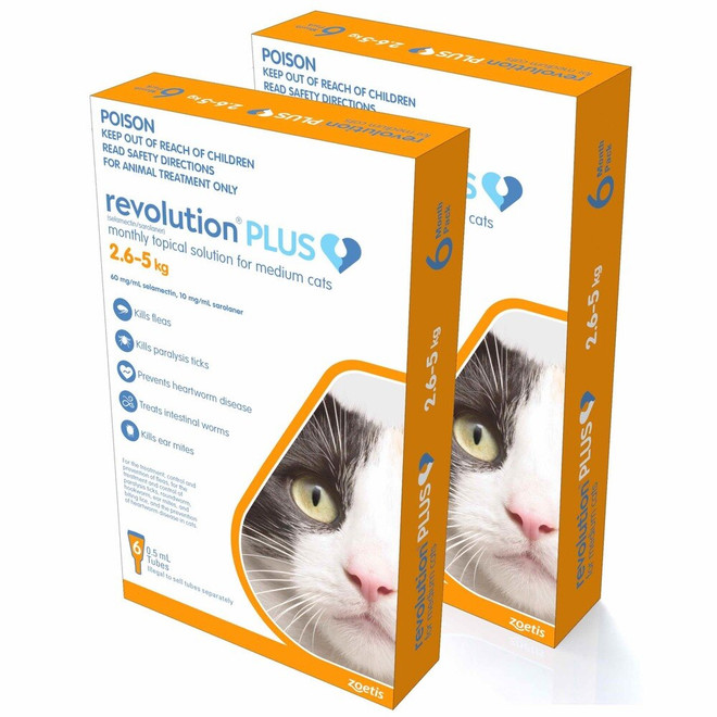 중형 고양이 5.6-11파운드(2.5-5kg)를 위한 레볼루션 플러스 20% 할인 - 오렌지 12회분 $133.59에 구매 가능