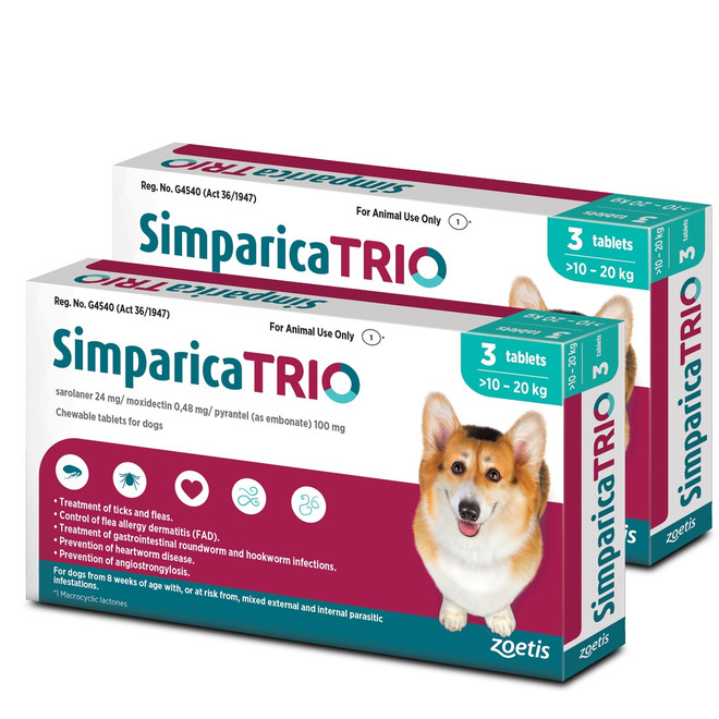 Simparica TRIO Chews per cani 22-44 lbs (10,1-20 kg) - Blu 6 Chews