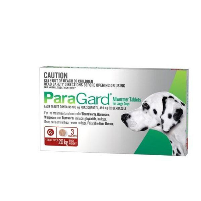 20% Off 20kg（44ポンド）の犬用Paragard Allwormer - 3錠 今だけ $ 23.99