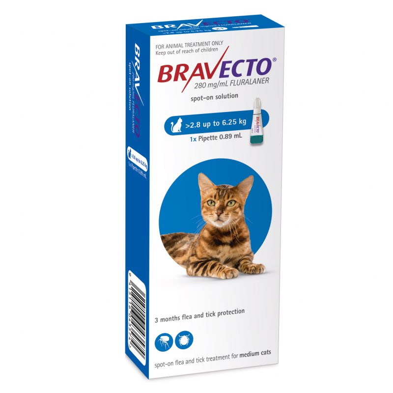 Bravecto Topical Solution for Cats 6.2-13.8 lbs (2.8-6.25 kg) - Blue 1 Dose