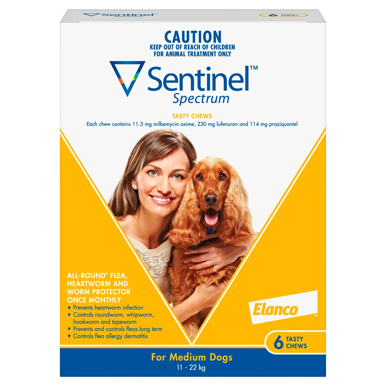 Sentinel Spectrum Chews for Dogs lbs (11-22 kg) Yellow