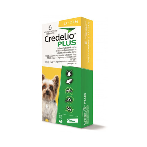 クレデリオプラス 犬用 4.4-6 lbs (1.4-2.8 kg) - イエロー 6錠