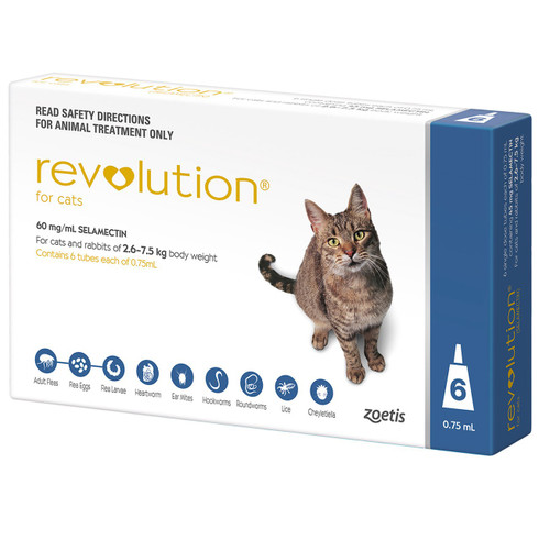 Revolution For Cats 5 1 15 Lbs 2 6 7 5 Kg Blue 6 Doses With 1
