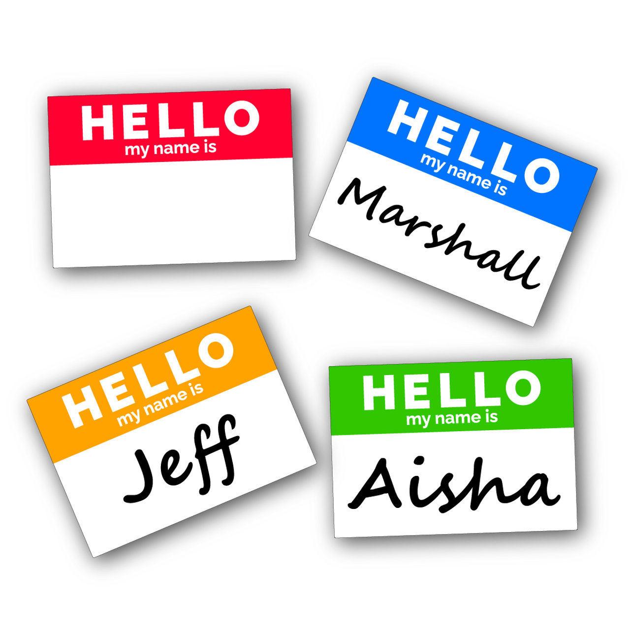 Colourful Name Tag Labels Hello My Name Is Stickers 68mm X 48mm