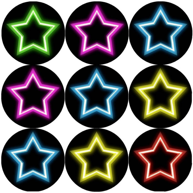 144 Neon Stars Teacher Reward Stickers - Large - Sticker Stocker