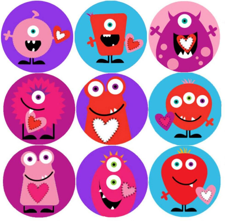 Sticker Stocker 144 Monster Hearts 30mm Childrens Reward Stickers for Teachers or Parents