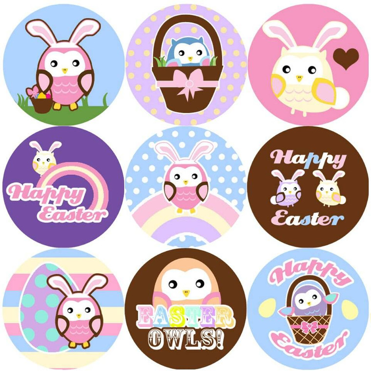 Sticker Stocker 144 Easter Owls 30mm Reward Stickers for Teachers, Parents and Spring Party Bags