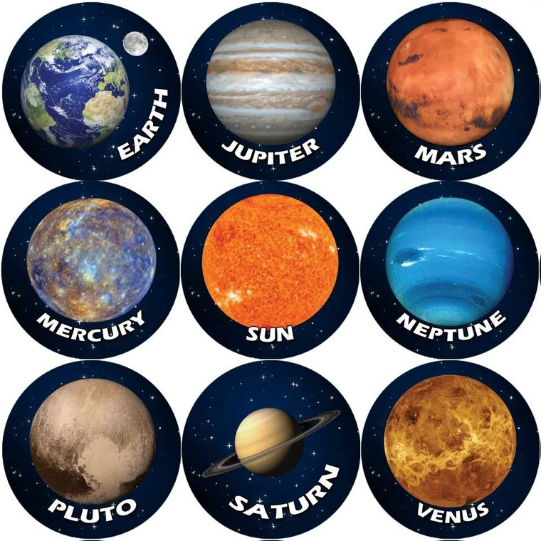 Sticker Stocker 144 Solar System Planets 30mm Space Reward Stickers for Teachers or Parents