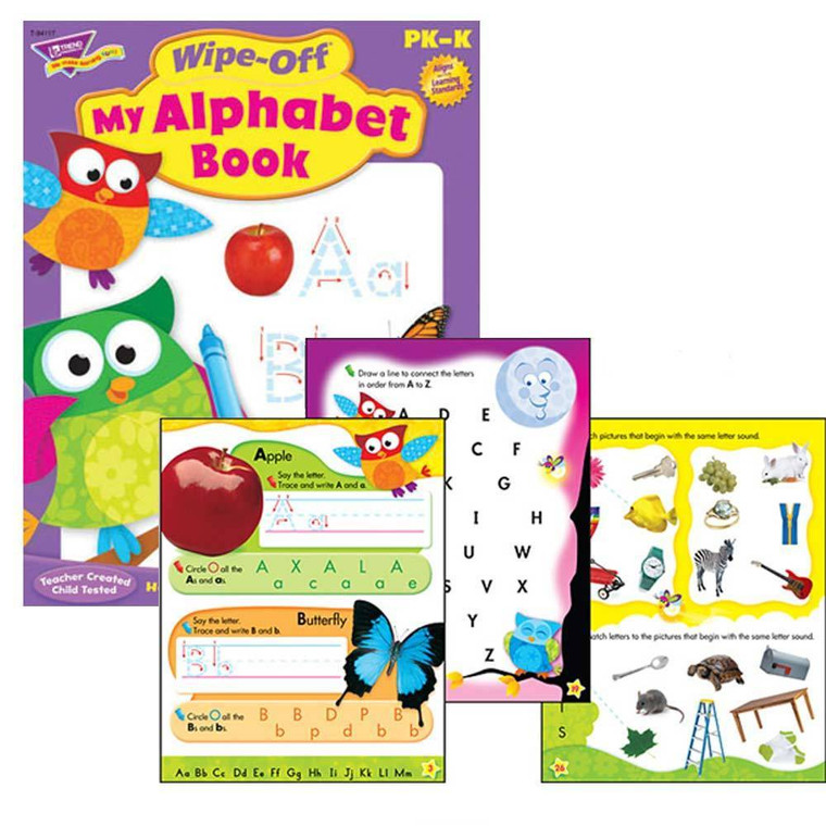 Trend Enterprises Inc My Alphabet Book Wipe-off Educational Learning Book Owl Stars