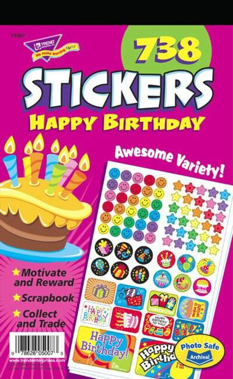 Trend Enterprises Inc 738 Happy Birthday Mixed Reward Stickers Variety Pad