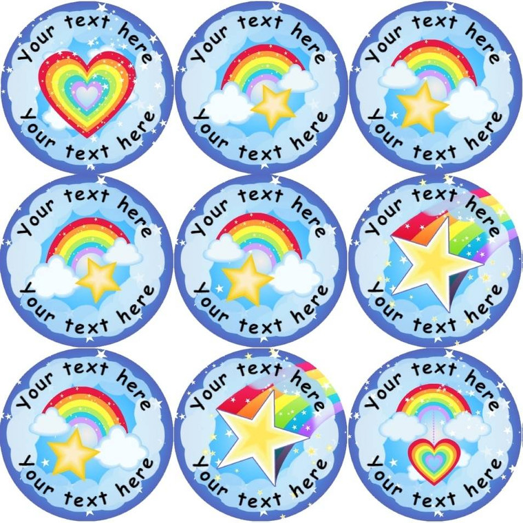 Sticker Stocker 144 Personalised Rainbows 30mm Reward Stickers for School Teachers, Parents and Nursery