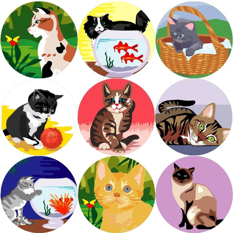 Sticker Stocker 144 Cats and Kittens 30mm Reward Stickers for Teachers, Parents and Party Bags