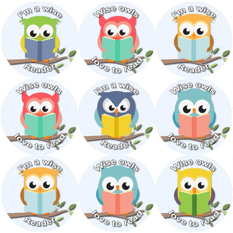 Sticker Stocker 144 Reading Owls 30 mm Reward Stickers for School Teachers, Parents and Nursery