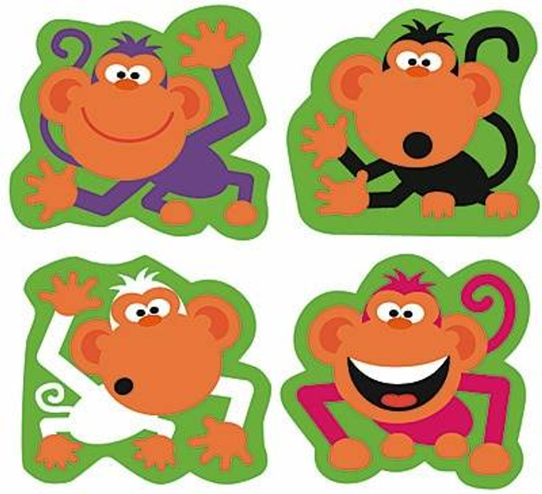 Trend Enterprises Inc 184 Monkey Antics SuperShapes Teacher Reward Stickers - Large