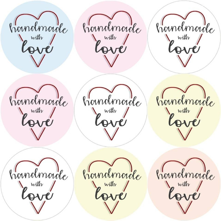Sticker Stocker 144 Handmade with love 30mm Stickers Glossy home crafting labels