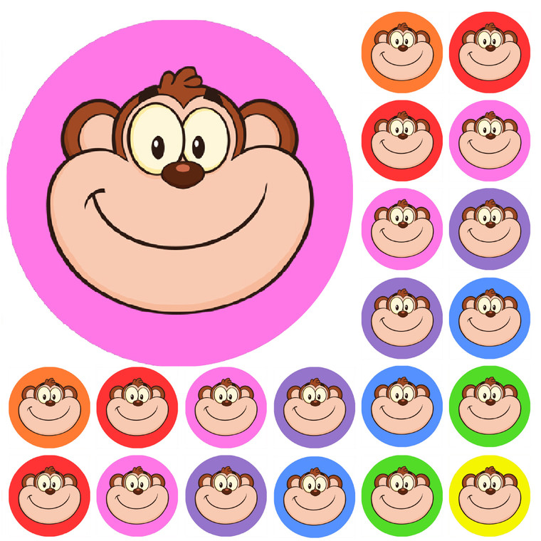 Sticker Stocker 900 Colourful Mini Monkeys 10mm Spot Reward Stickers for Teachers and Planner Charts