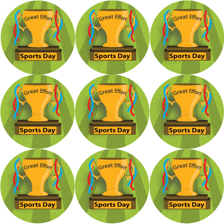 Sticker Stocker 144 Sports Day Trophy 30 mm Reward Stickers for Teachers, Parents and Schools