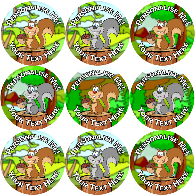 Sticker Stocker - 144 Personalised Nutty Squirrels 30mm Reward Stickers for School Teachers, Parents and Nursery