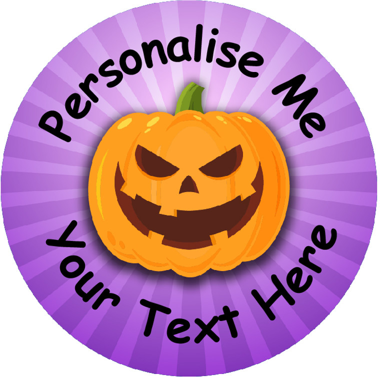 Sticker Stocker - 144 Personalised Purple Pumpkins 30mm Reward Stickers for School Teachers, Parents and Nursery