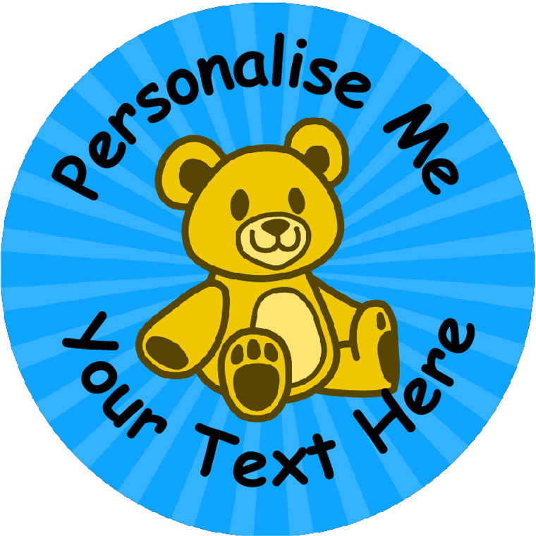 Sticker Stocker - 144 Personalised Yellow & Blue Bears 30mm Reward Stickers for School Teachers, Parents and Nursery