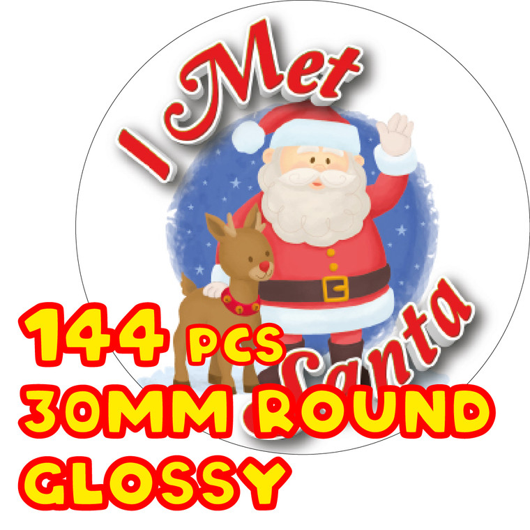 Sticker Stocker - 144 I Met Santa 30mm Glossy Christmas Reward Stickers