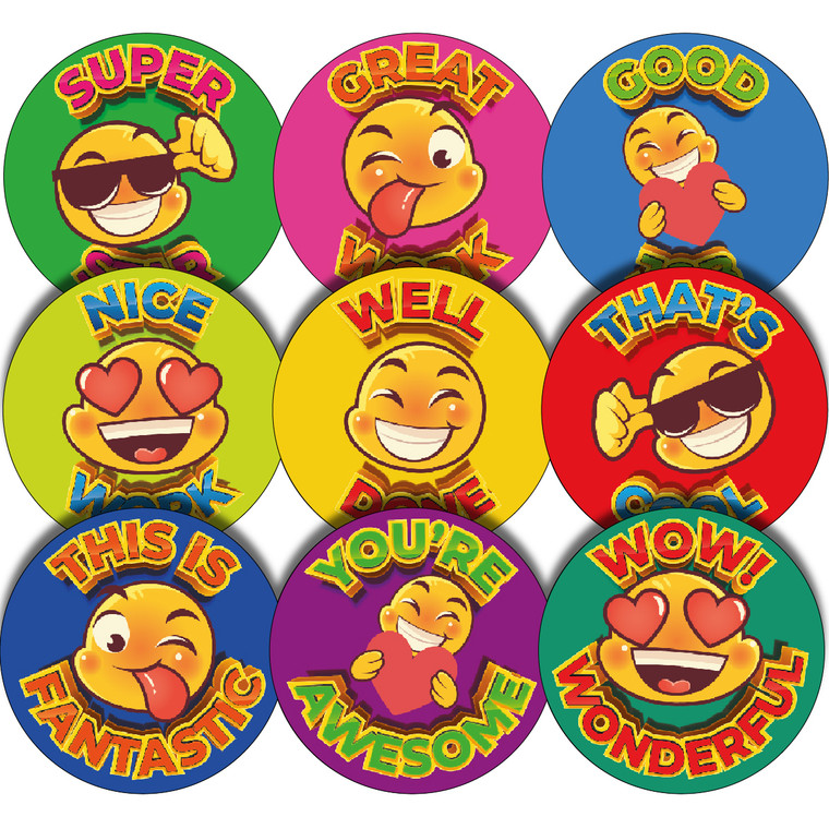 Sticker Stocker - 144 Praise Word Smiles 30mm Glossy Reward Stickers